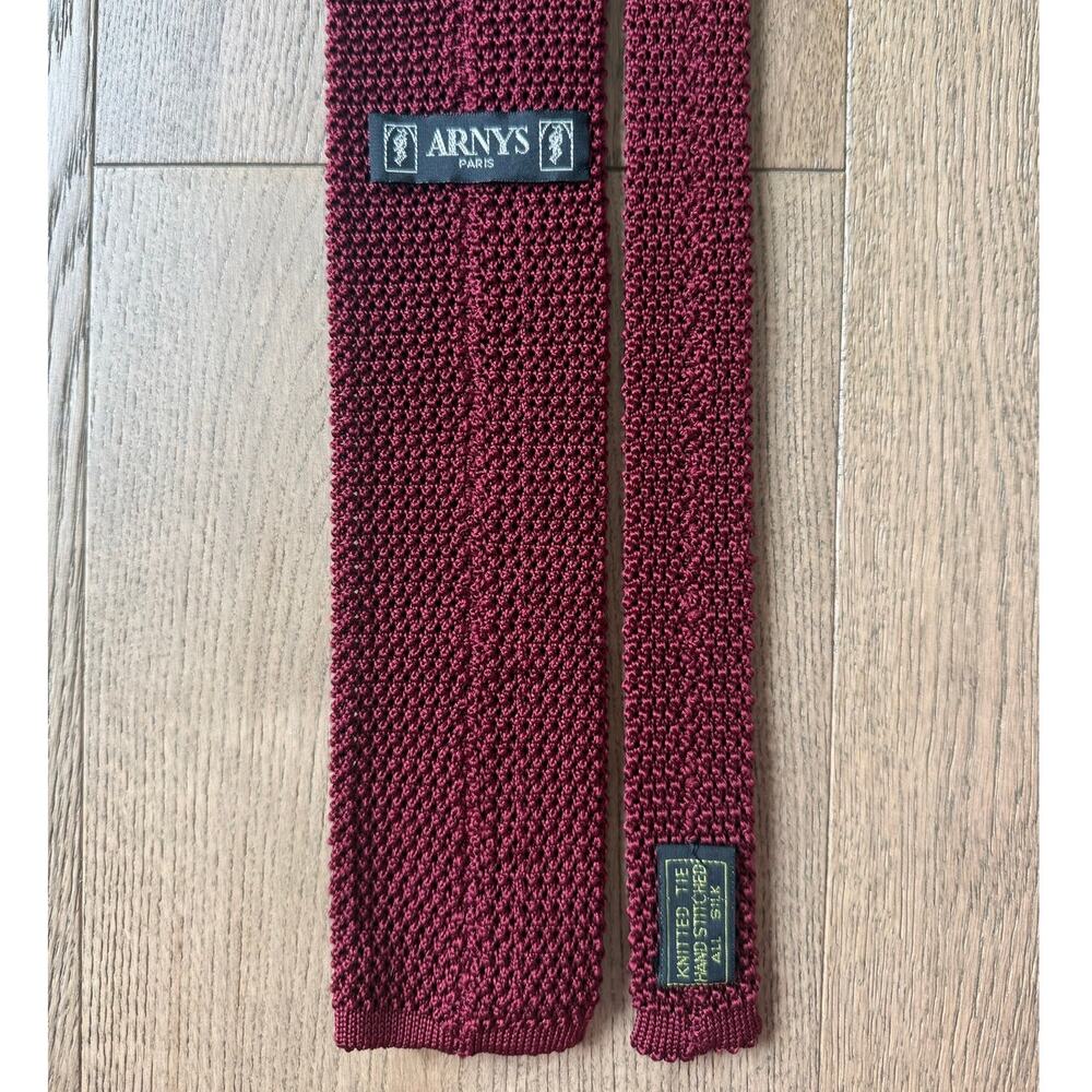 Arnys Paris Vintage Knitted Silk Tie - Burgundy Handmade in France